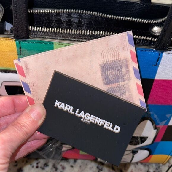 Karl Lagerfeld Womens Check Maybelle Satchel Crossbody Multicombo Medium NWT - Picture 6 of 9